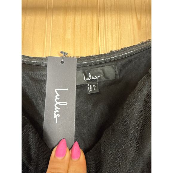 NWT Lulus Tulle For Love Black Mesh Tulle Tiered Ruffled Maxi Dress Wedding XL - Picture 5 of 7